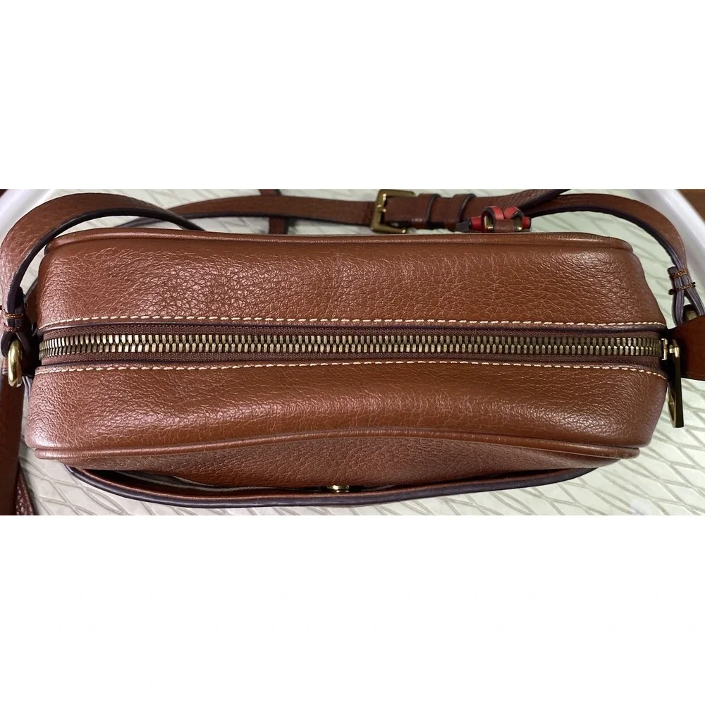 J CREW Women's Signet Crossbody Purse Chestnut‎ Brown Italian leather Bag 6x8x3